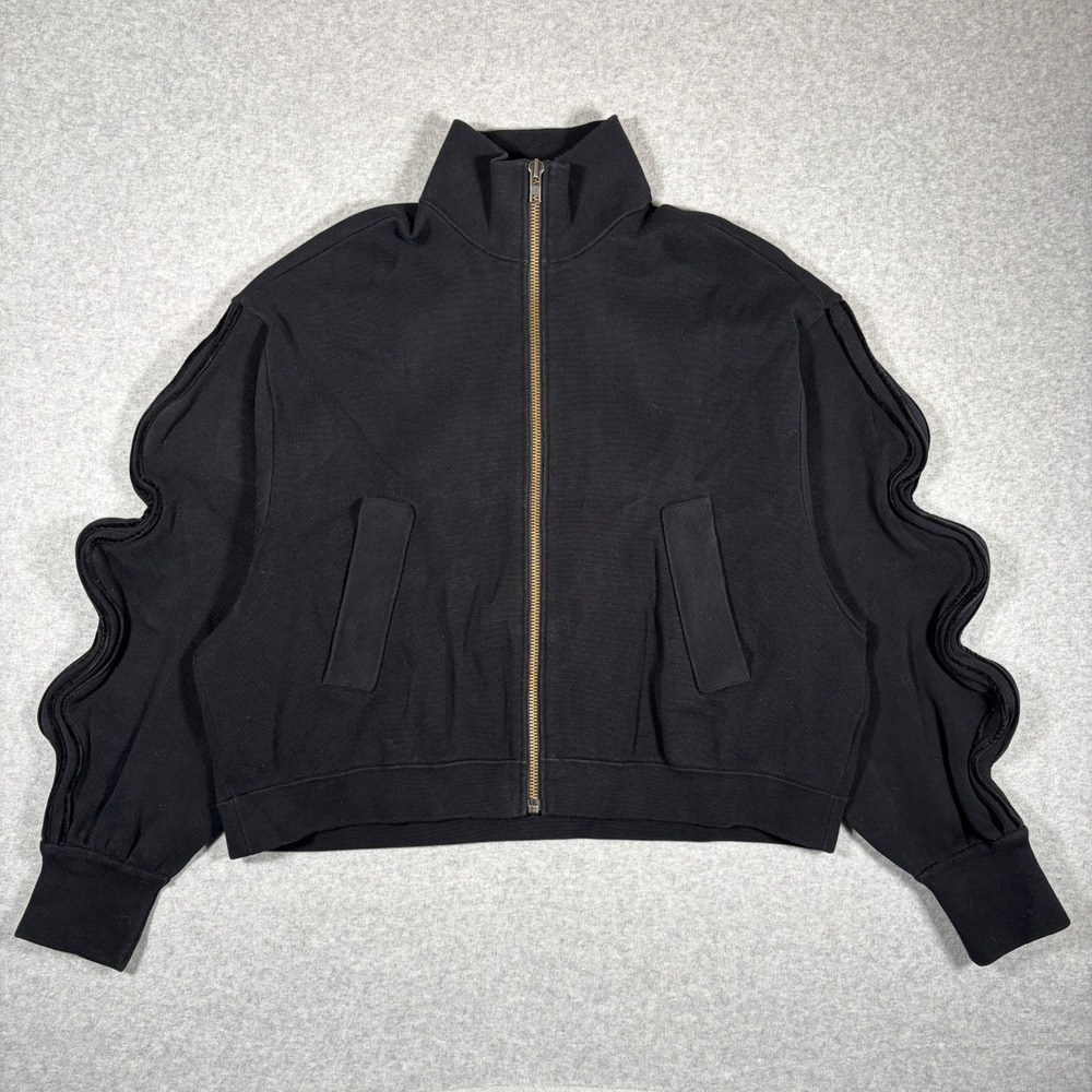 JNBY Wave Sleeve Knit Jacket Black Long Sleeve Designer Cropped Size Large